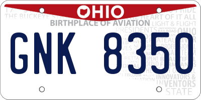 OH license plate GNK8350