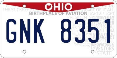 OH license plate GNK8351