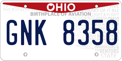 OH license plate GNK8358