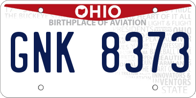 OH license plate GNK8373