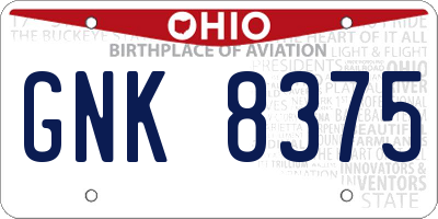 OH license plate GNK8375