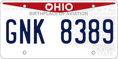 OH license plate GNK8389
