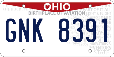OH license plate GNK8391