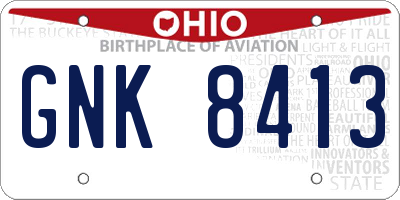 OH license plate GNK8413