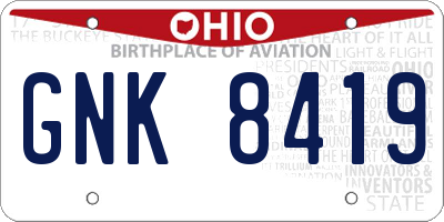 OH license plate GNK8419