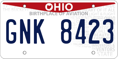OH license plate GNK8423