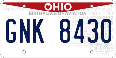 OH license plate GNK8430