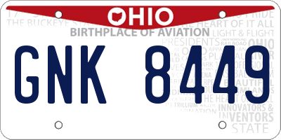 OH license plate GNK8449