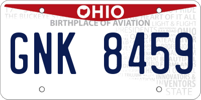 OH license plate GNK8459