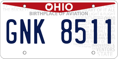 OH license plate GNK8511