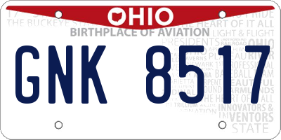 OH license plate GNK8517