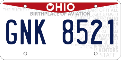 OH license plate GNK8521