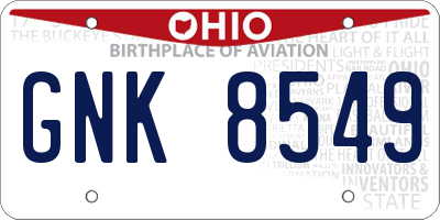 OH license plate GNK8549