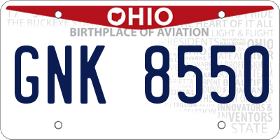 OH license plate GNK8550