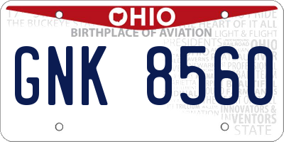 OH license plate GNK8560
