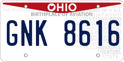 OH license plate GNK8616