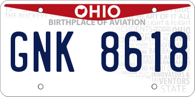 OH license plate GNK8618