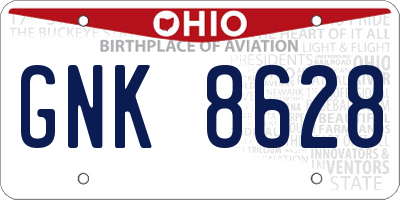 OH license plate GNK8628