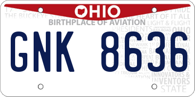 OH license plate GNK8636