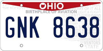 OH license plate GNK8638