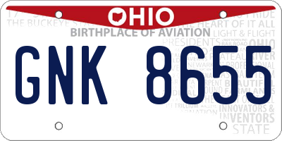 OH license plate GNK8655