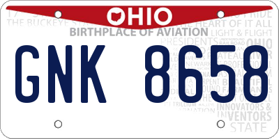 OH license plate GNK8658