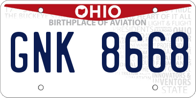OH license plate GNK8668