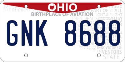 OH license plate GNK8688