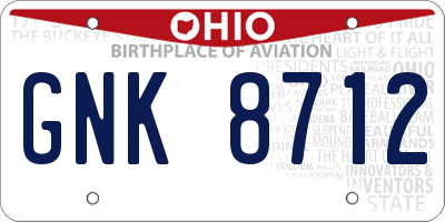 OH license plate GNK8712