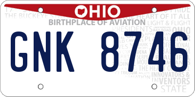 OH license plate GNK8746