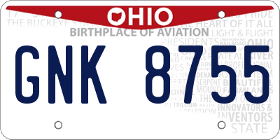 OH license plate GNK8755