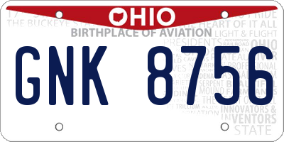 OH license plate GNK8756