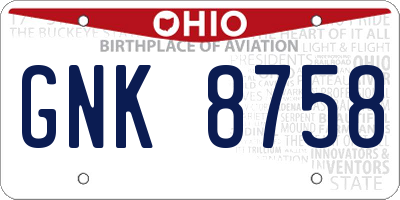OH license plate GNK8758