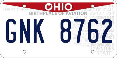 OH license plate GNK8762