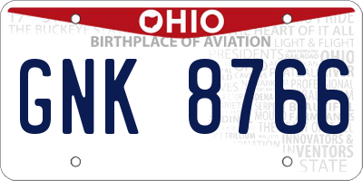 OH license plate GNK8766