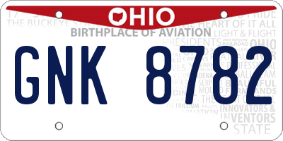 OH license plate GNK8782