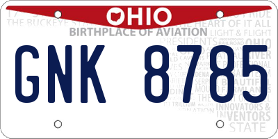 OH license plate GNK8785