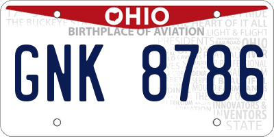 OH license plate GNK8786