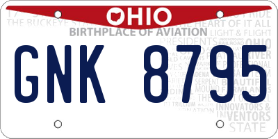 OH license plate GNK8795