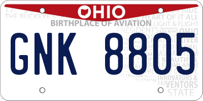 OH license plate GNK8805
