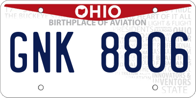 OH license plate GNK8806