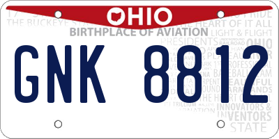 OH license plate GNK8812