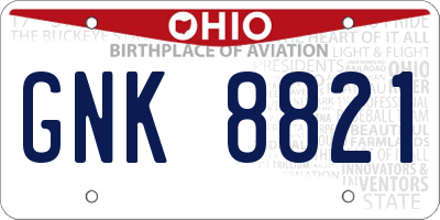 OH license plate GNK8821
