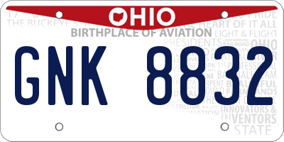 OH license plate GNK8832