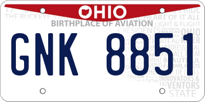 OH license plate GNK8851