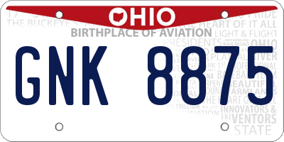 OH license plate GNK8875