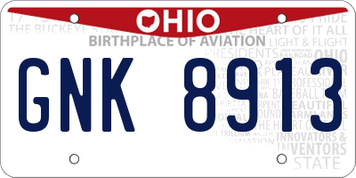 OH license plate GNK8913