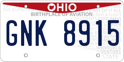 OH license plate GNK8915