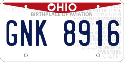 OH license plate GNK8916