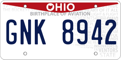 OH license plate GNK8942